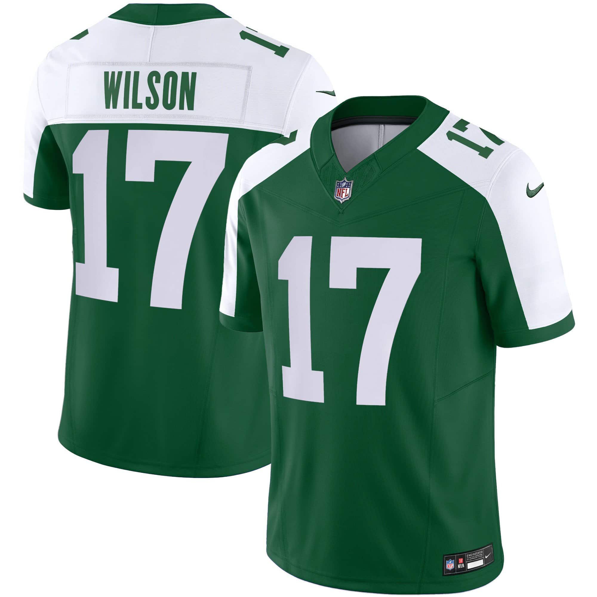 Men New York Jets 17 Wilson Green 2024 Nike Limited NFL Jersey style 1